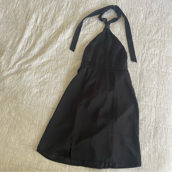 Urban Outfitters Black Satin Halter Mini Dress - Picture 3 of 5